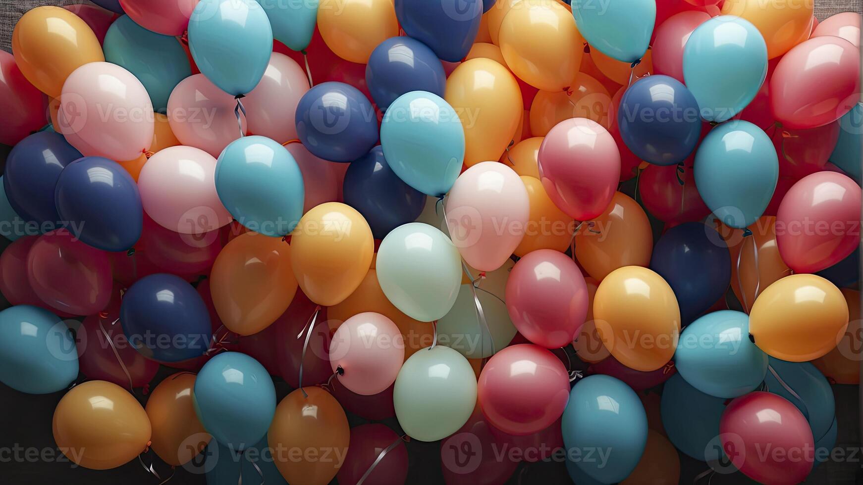 ai genererad färgrik ballonger i de luft, färgrik ballonger bakgrund, färgad ballong tapet, Lycklig bakgrund foto