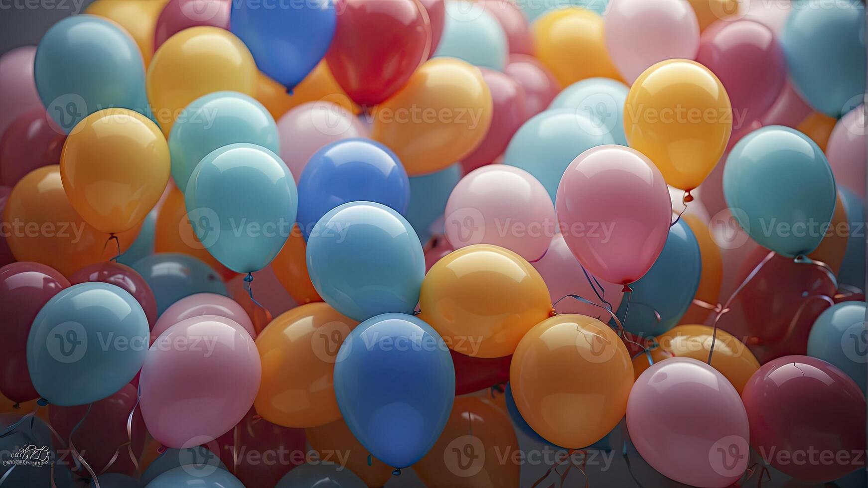 ai genererad färgrik ballonger i de luft, färgrik ballonger bakgrund, färgad ballong tapet, Lycklig bakgrund foto