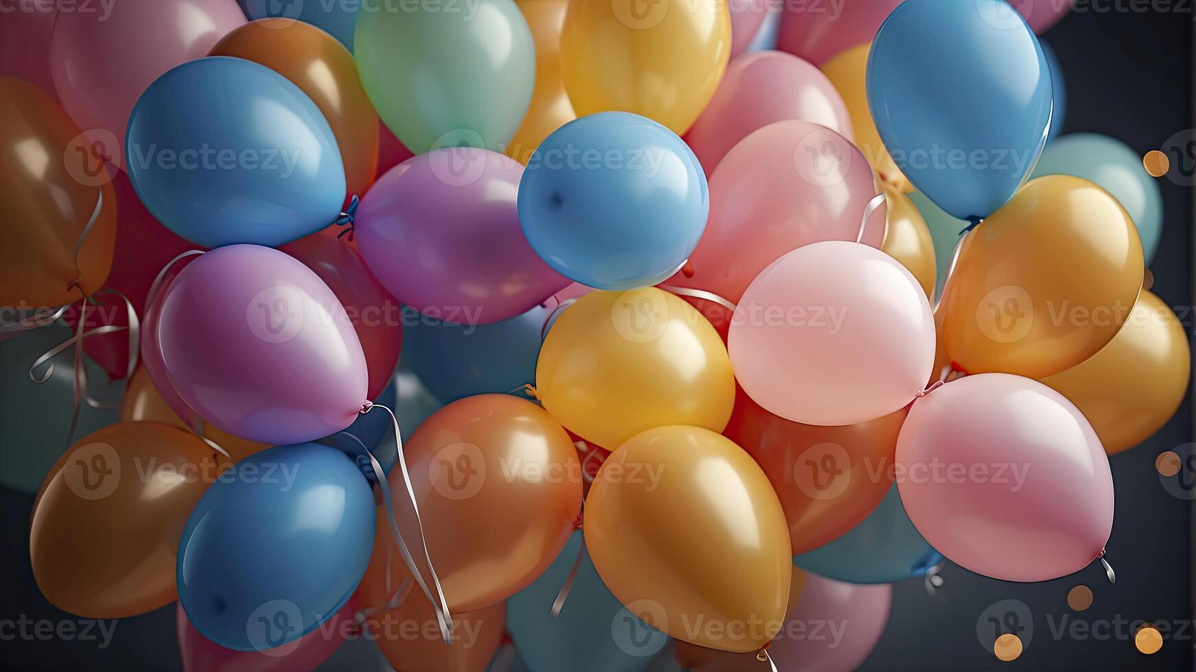 ai genererad färgrik ballonger i de luft, färgrik ballonger bakgrund, färgad ballong tapet, Lycklig bakgrund foto