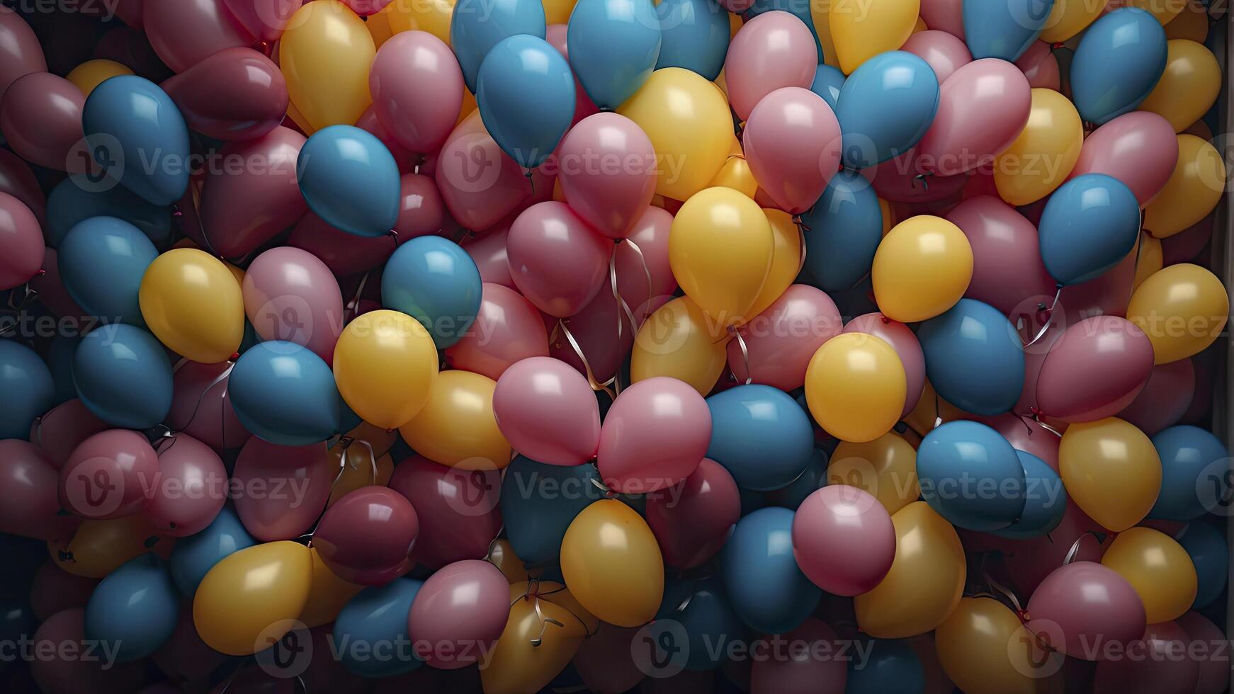 ai genererad färgrik ballonger i de luft, färgrik ballonger bakgrund, färgad ballong tapet, Lycklig bakgrund foto