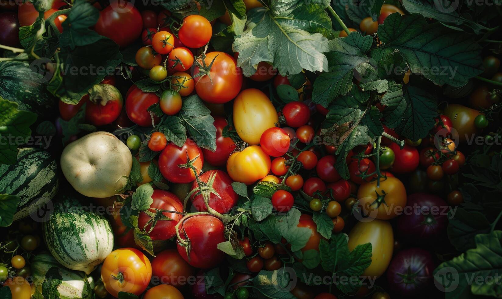 ai genererad grönsaker och frukt som mycket trevlig naturlig bakgrund, mjuk fokus, topp se foto