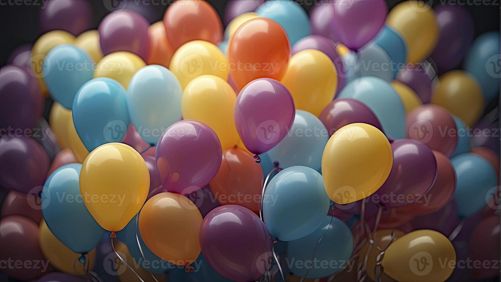 ai genererad färgrik ballonger i de luft, färgrik ballonger bakgrund, färgad ballong tapet, Lycklig bakgrund foto