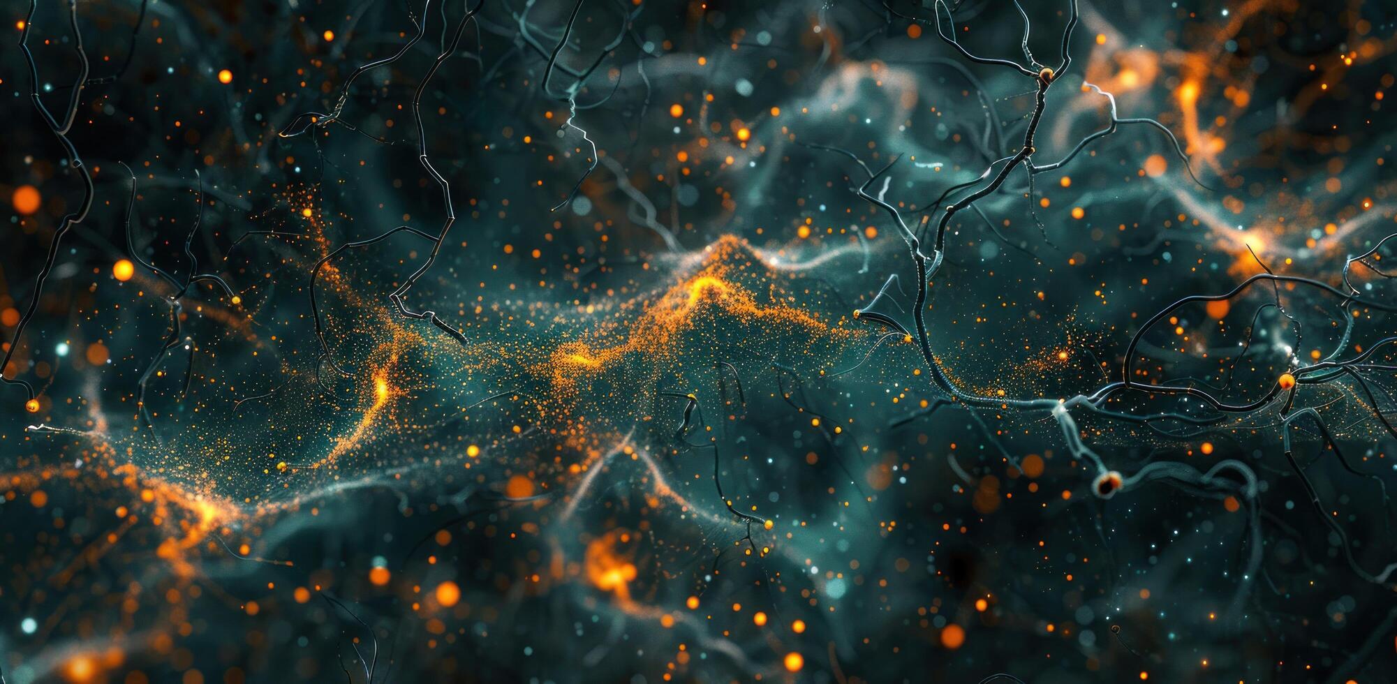 ai genererad en grupp av neuroner i en svart bakgrund foto