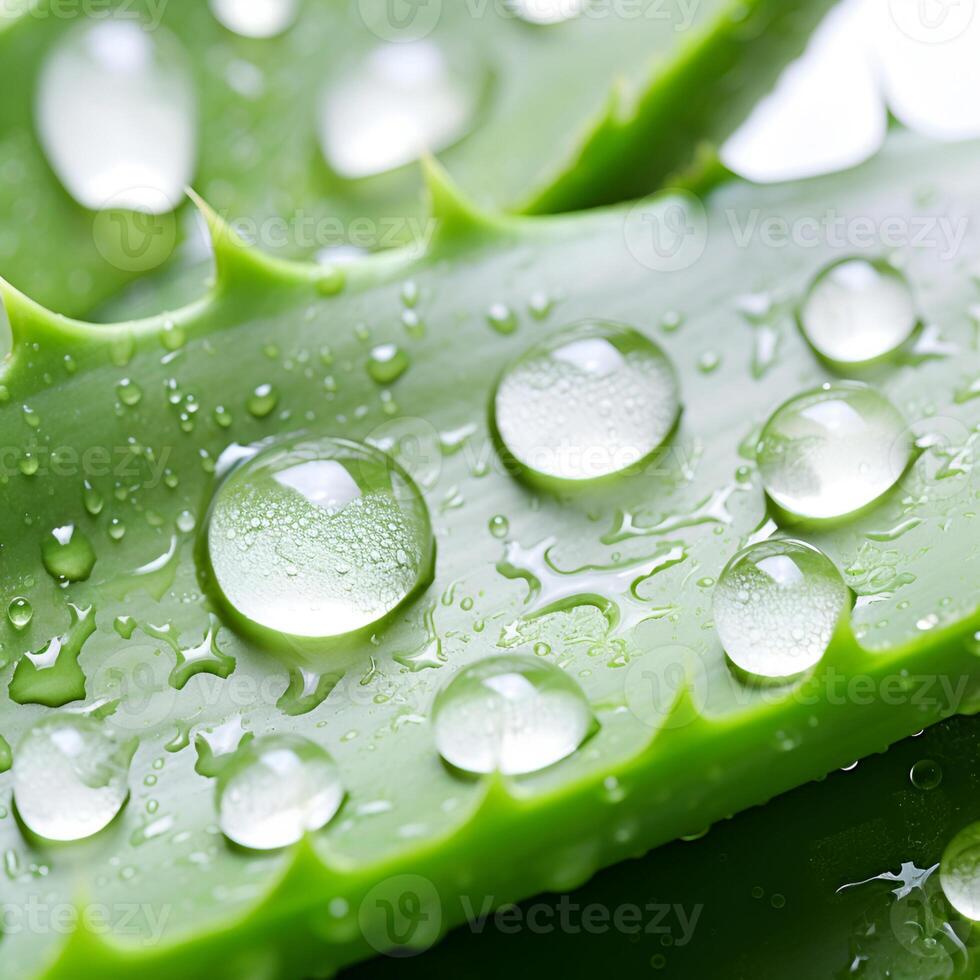 ai genererad aloe vera blomma med vatten droppar på vit bakgrunder foto