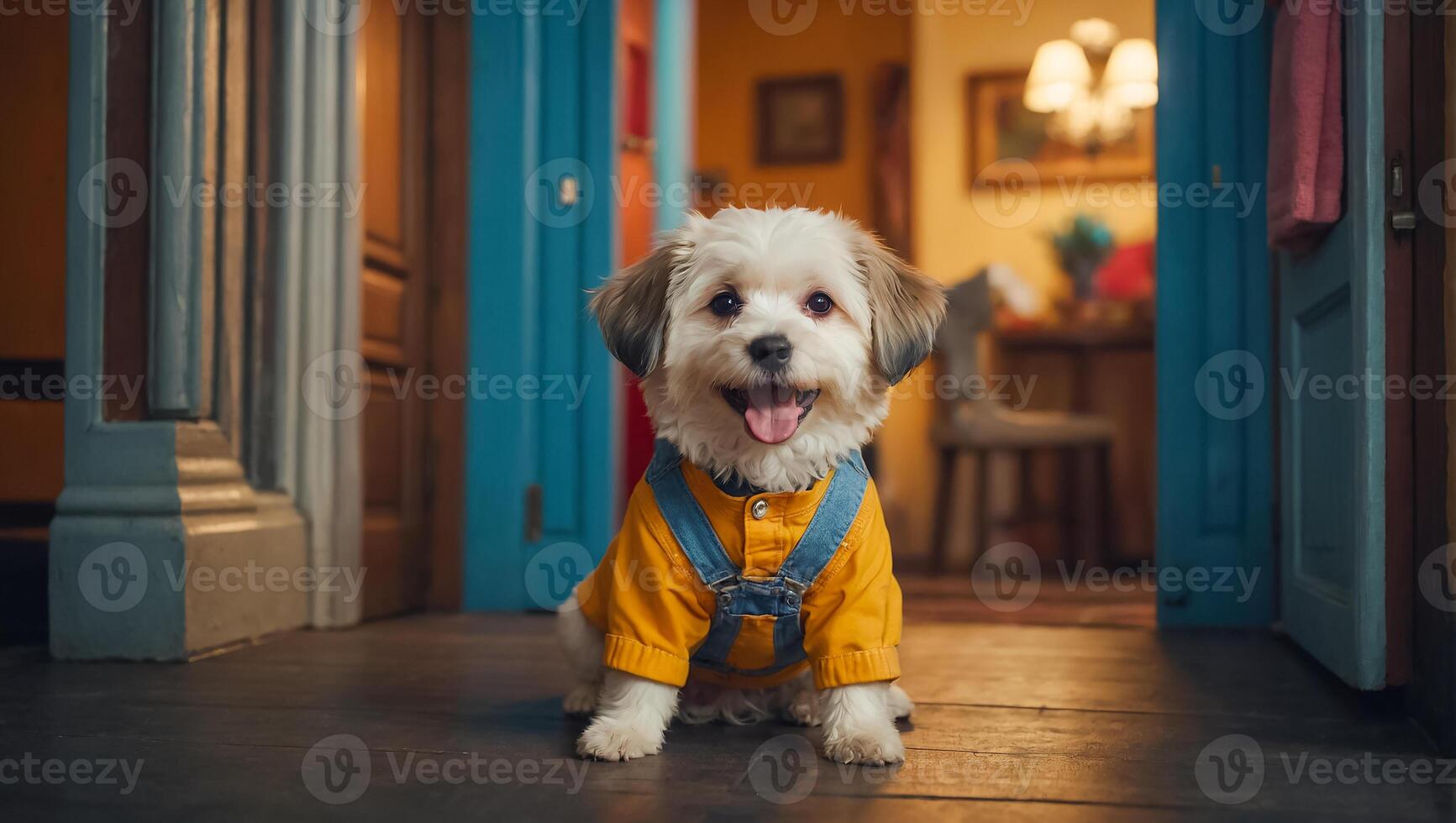 ai genererad söt hund hus foto