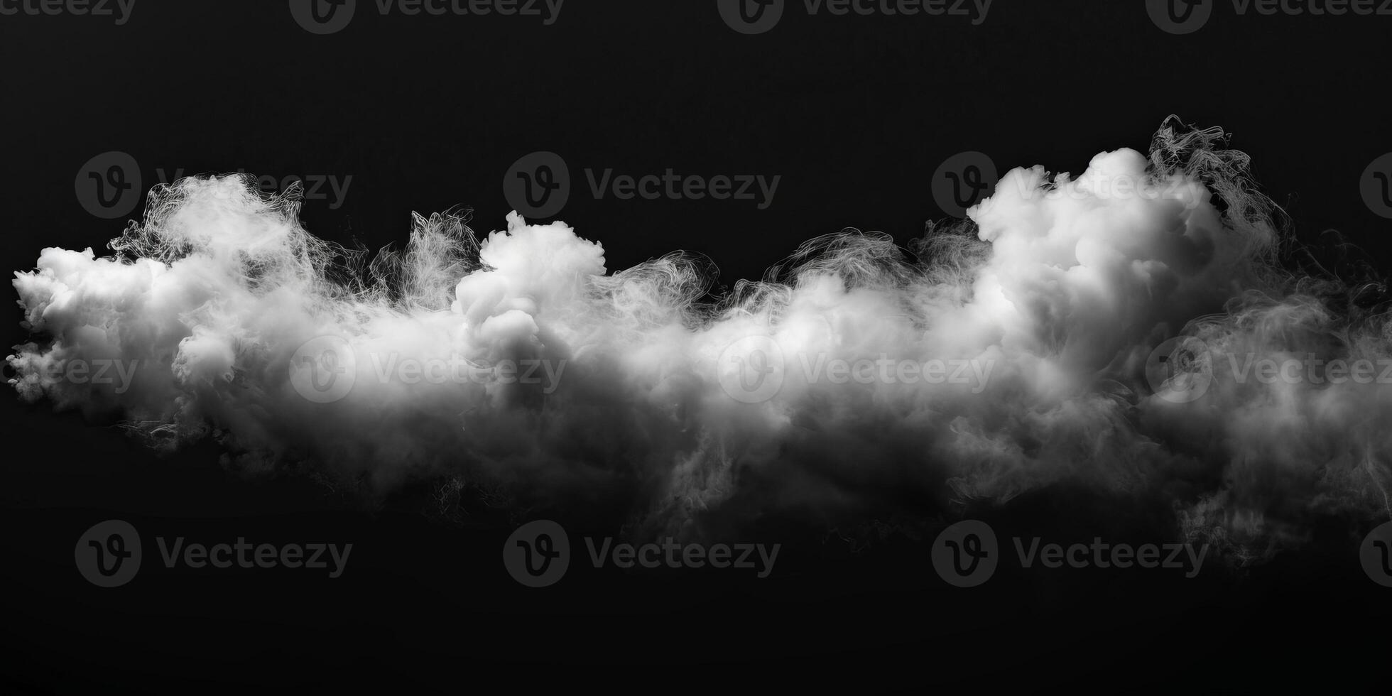ai genererad rök moln isolerat på svart bakgrund foto