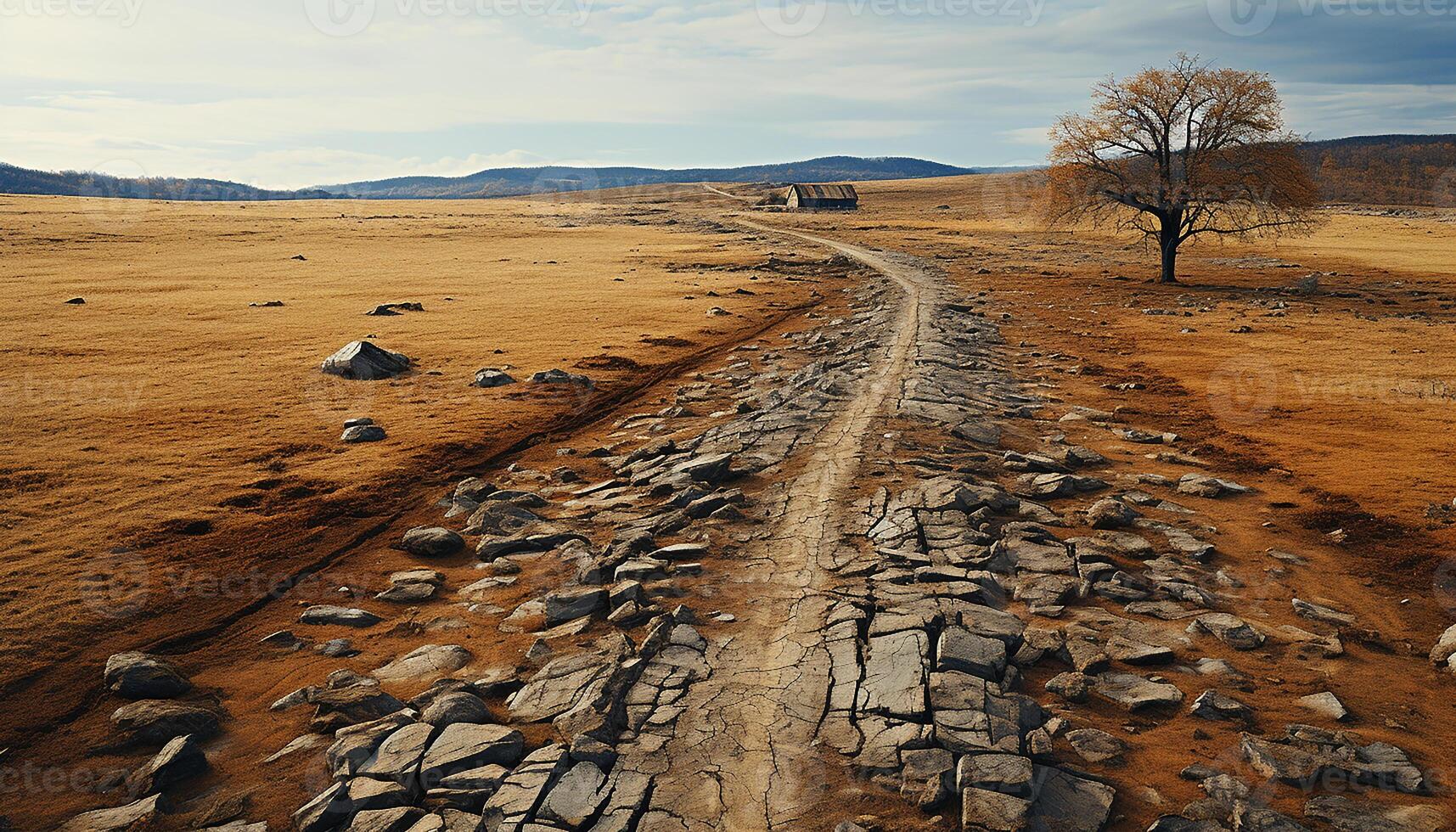 ai genererad resa till afrika torr, avlägsen, och skön vildmark erfarenhet extrem terräng genererad förbi ai foto