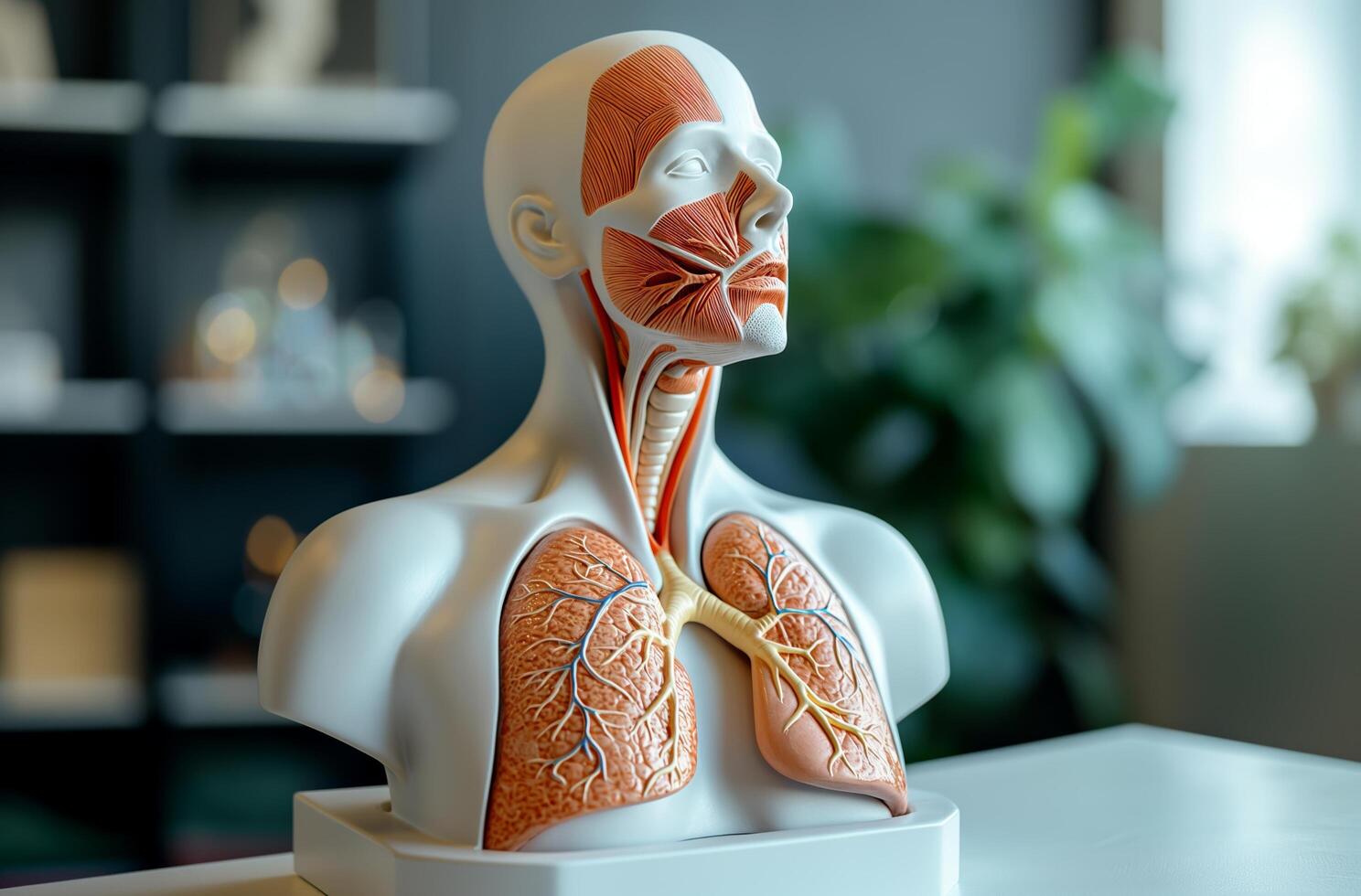 ai genererad modell av de mänsklig respiratorisk systemet foto