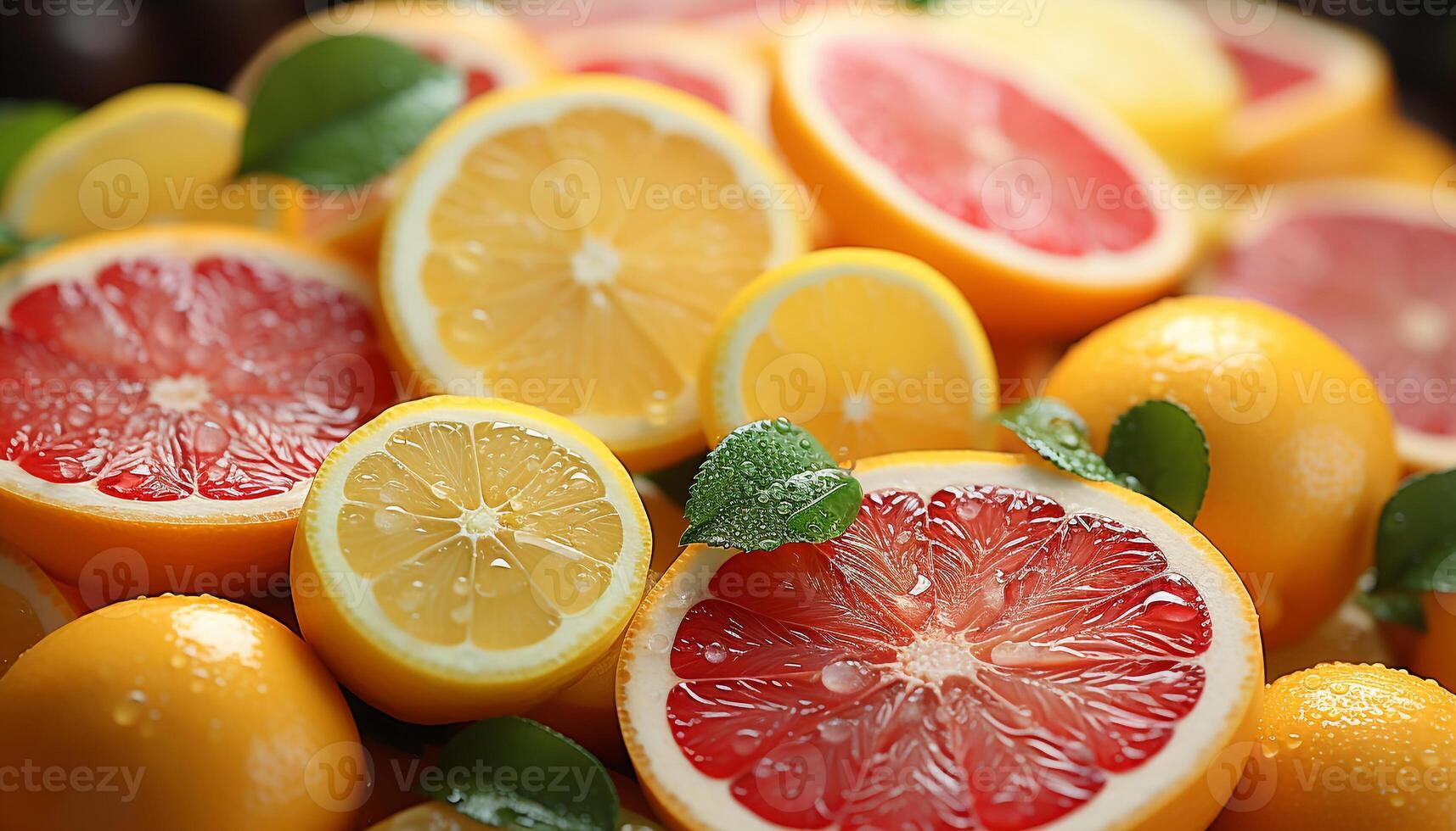 ai genererad färsk citrus- frukt på en trä- tabell, vibrerande och saftig genererad förbi ai foto