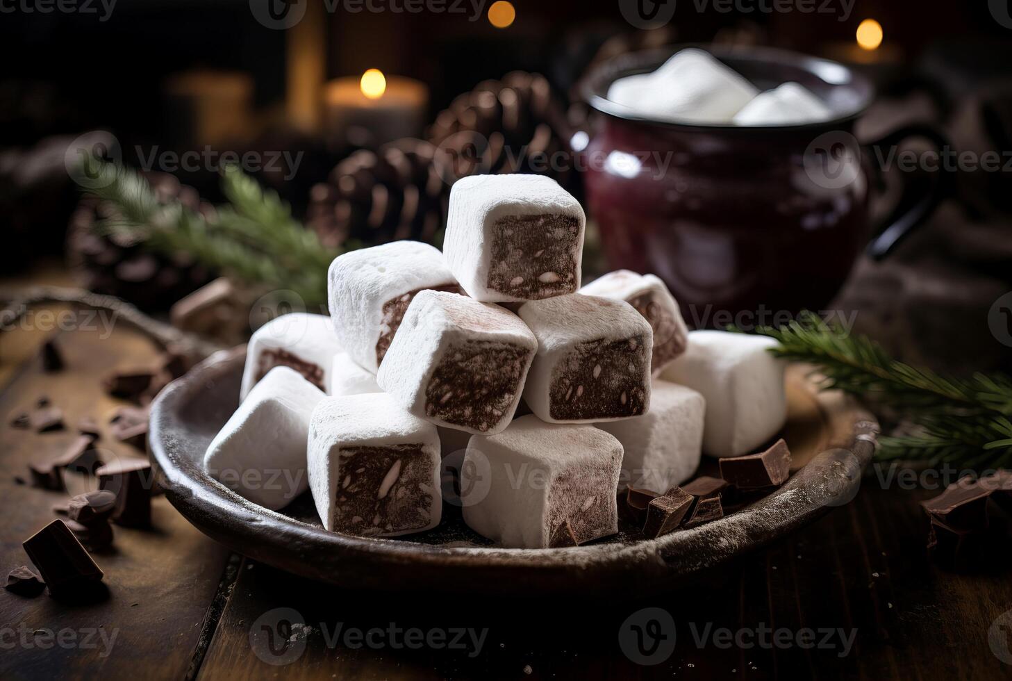 ai genererad drömmande marshmallow bakgrund. generera ai foto