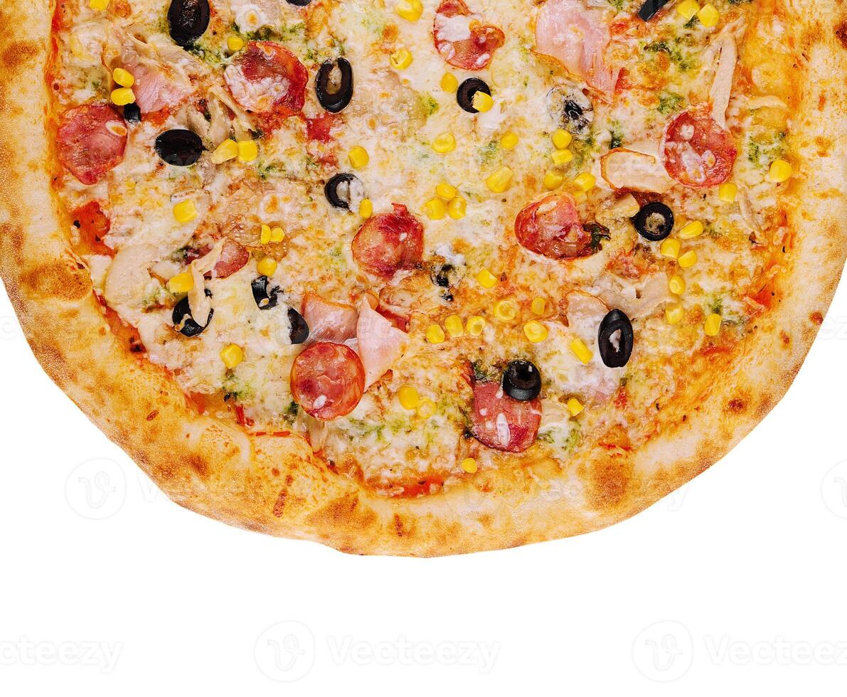 gott pizza isolerat på vit bakgrund foto