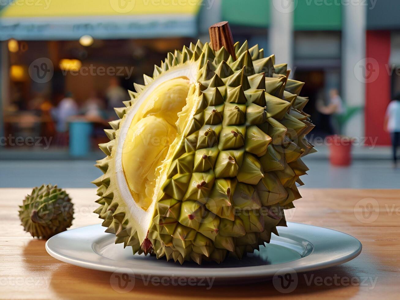 ai genererad stänga upp av Durian frukt foto