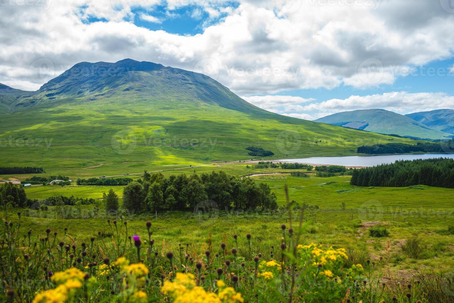 landskap av loch lomond på highlands i Skottland, förenad rike foto