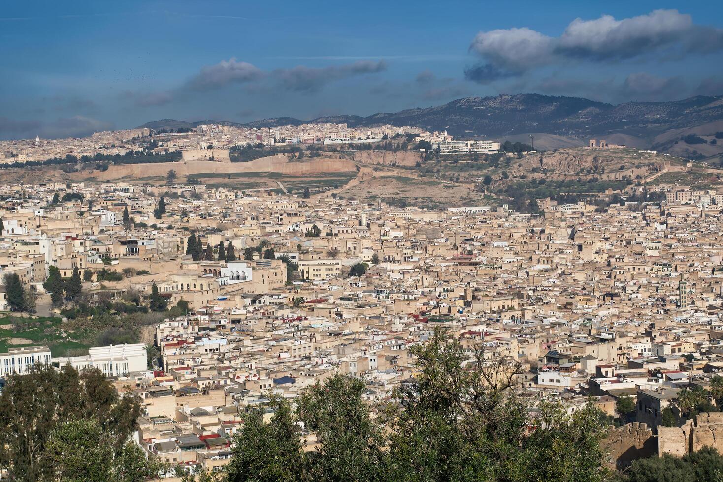 landskap av de gammal medina i fes. marocko, afrika. foto