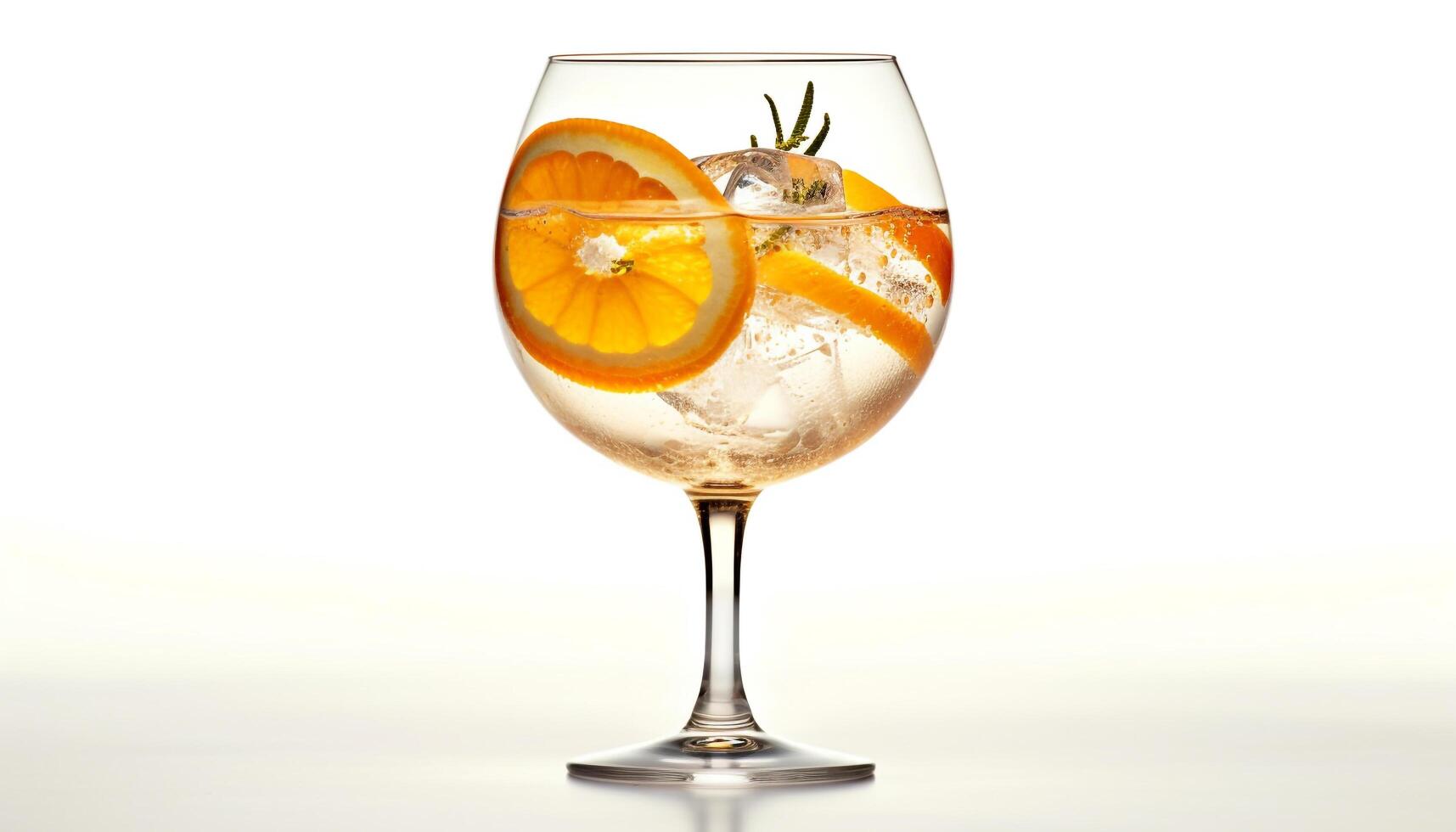 ai genererad uppfriskande citrus- cocktail med is, citron, och orange skiva genererad förbi ai foto