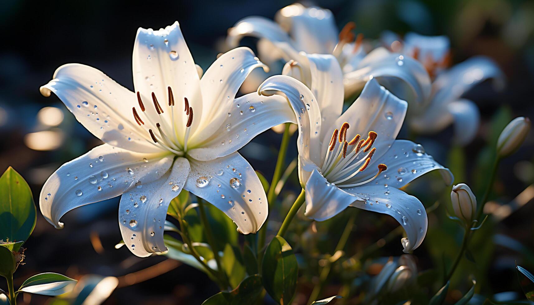 ai genererad friskhet av sommar en enda blomma i en formell trädgård genererad förbi ai foto