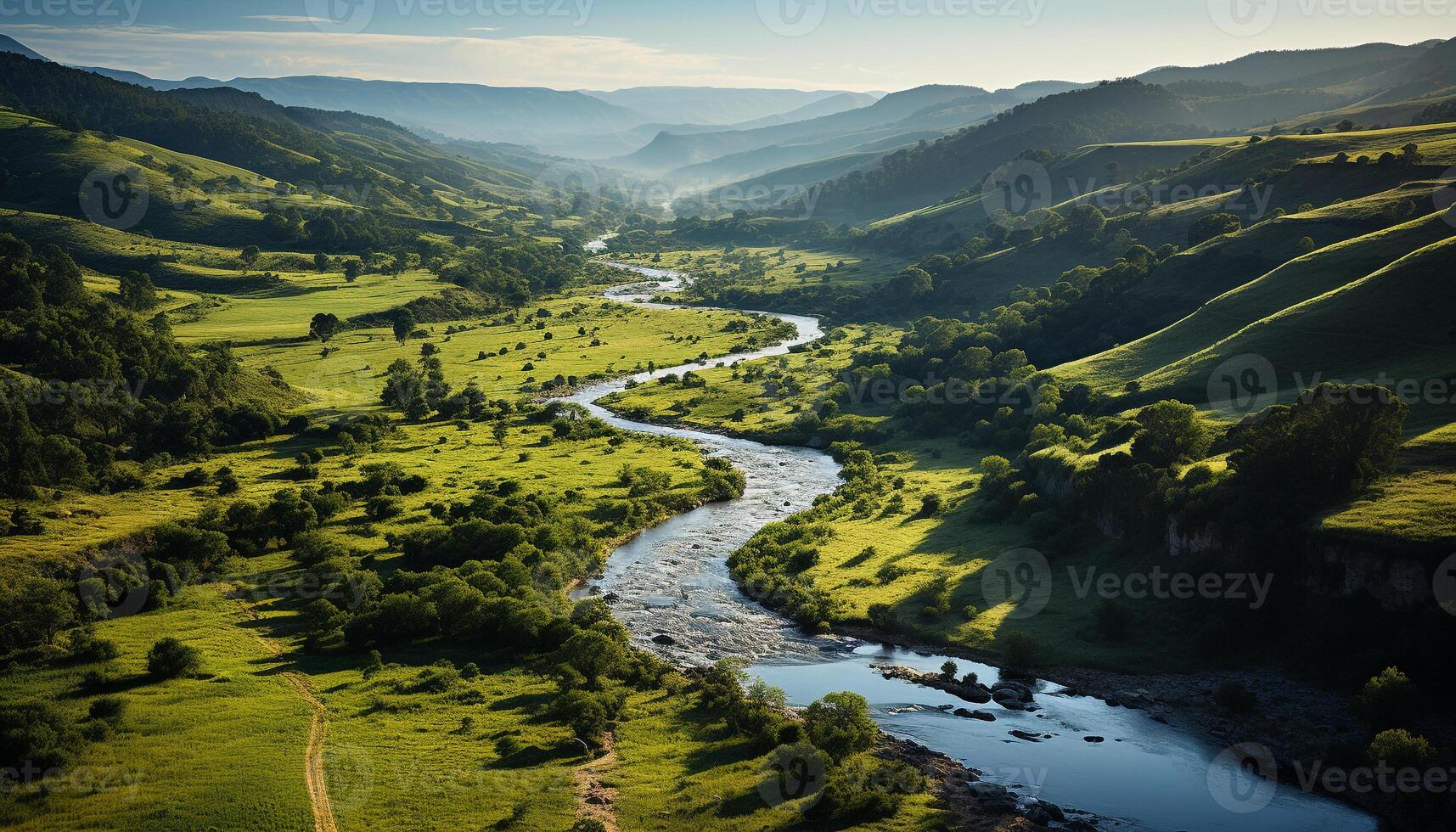 ai genererad resa till de känd berg topp för ett idyllisk solnedgång genererad förbi ai foto