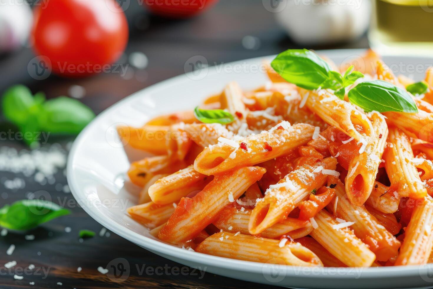 ai genererad penne arrabbiata,a klassisk italiensk pasta maträtt. generativ ai foto