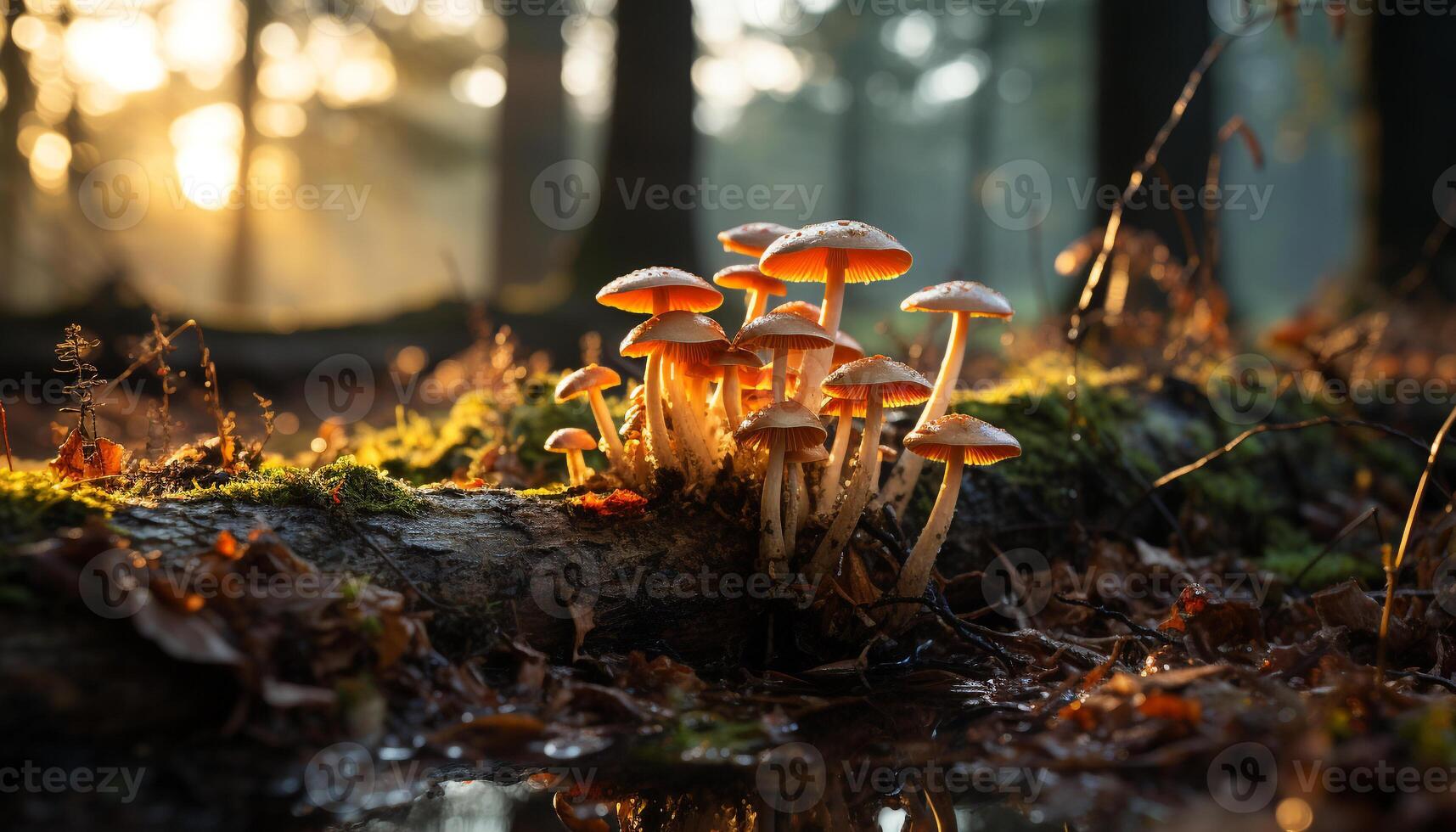 ai genererad de höst skog skönhet i natur stänga upp av gul blad tillväxt genererad förbi ai foto