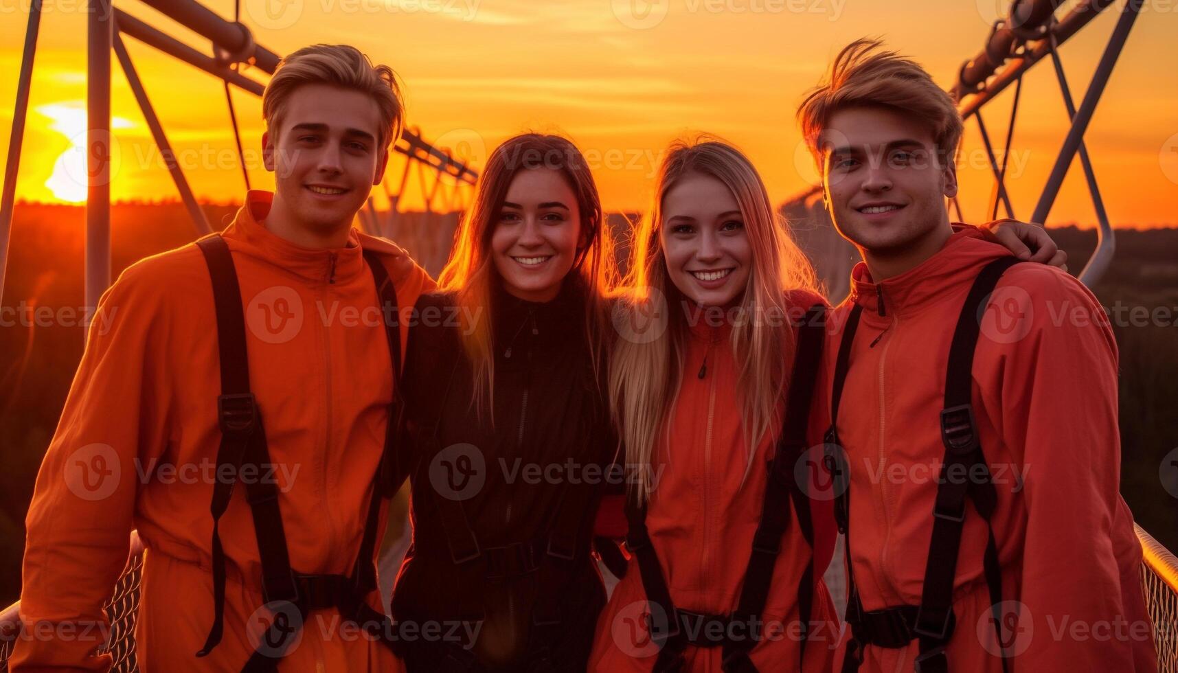 ai genererad leende män utomhus, lycka i ung vuxen glad kvinnor genererad förbi ai foto