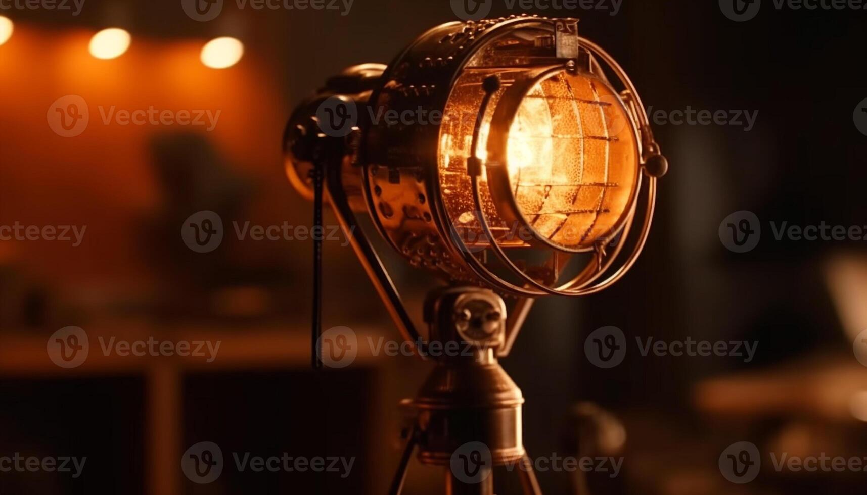 ai genererad ett gammal fashioned lampa tänds de skede, spotlighting de prestanda genererad förbi ai foto