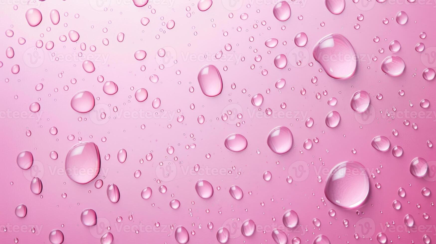 ai genererad lugn rosa bakgrund Utsmyckad med blänkande droppar av vatten, ai genererad. foto