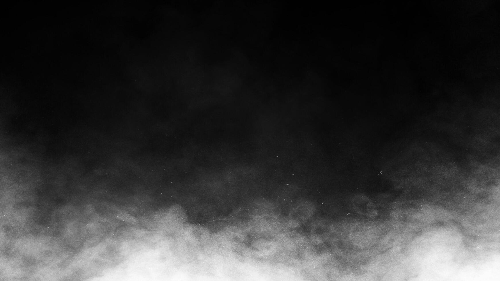 realistisk rök, dimma, moln, dimma täcka över på svart bakgrund. foto
