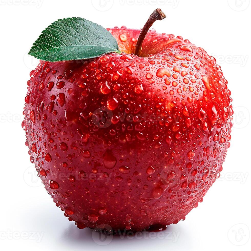 ai genererad mogen röd äpple på en vit bakgrund - ai genererad bild foto