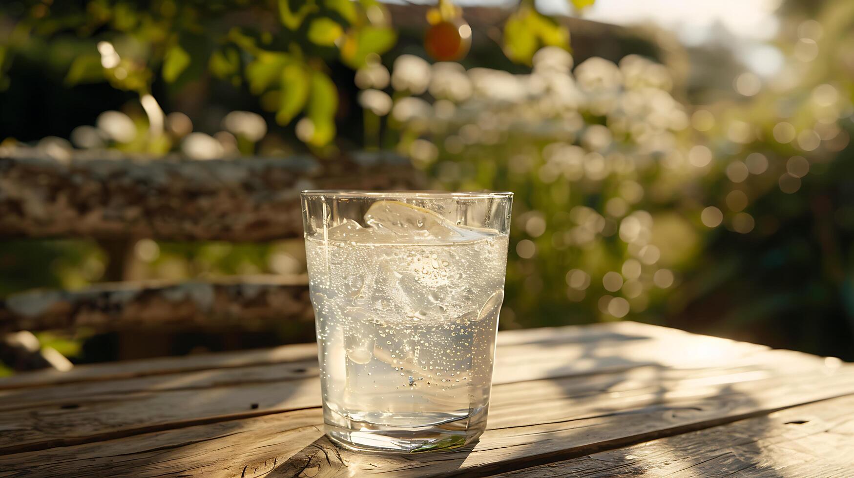 ai genererad iced citronsaft förfriskning makro lins fångar kondensation och citron- skiva skapande drömmande atmosfär foto