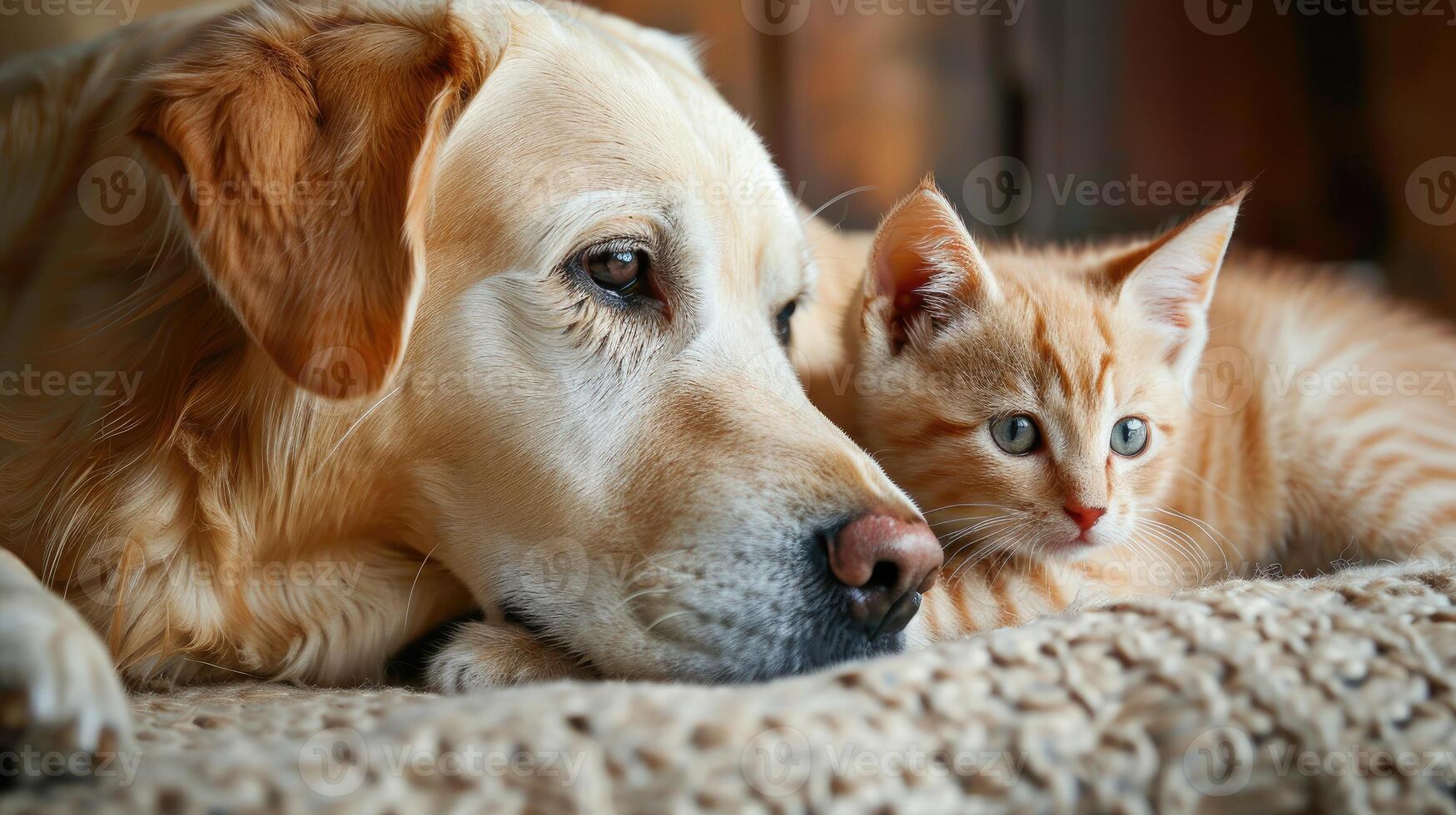 ai genererad hund och katt omfamning tillsammans i hjärtvärmande vänskap. ai genererad. foto