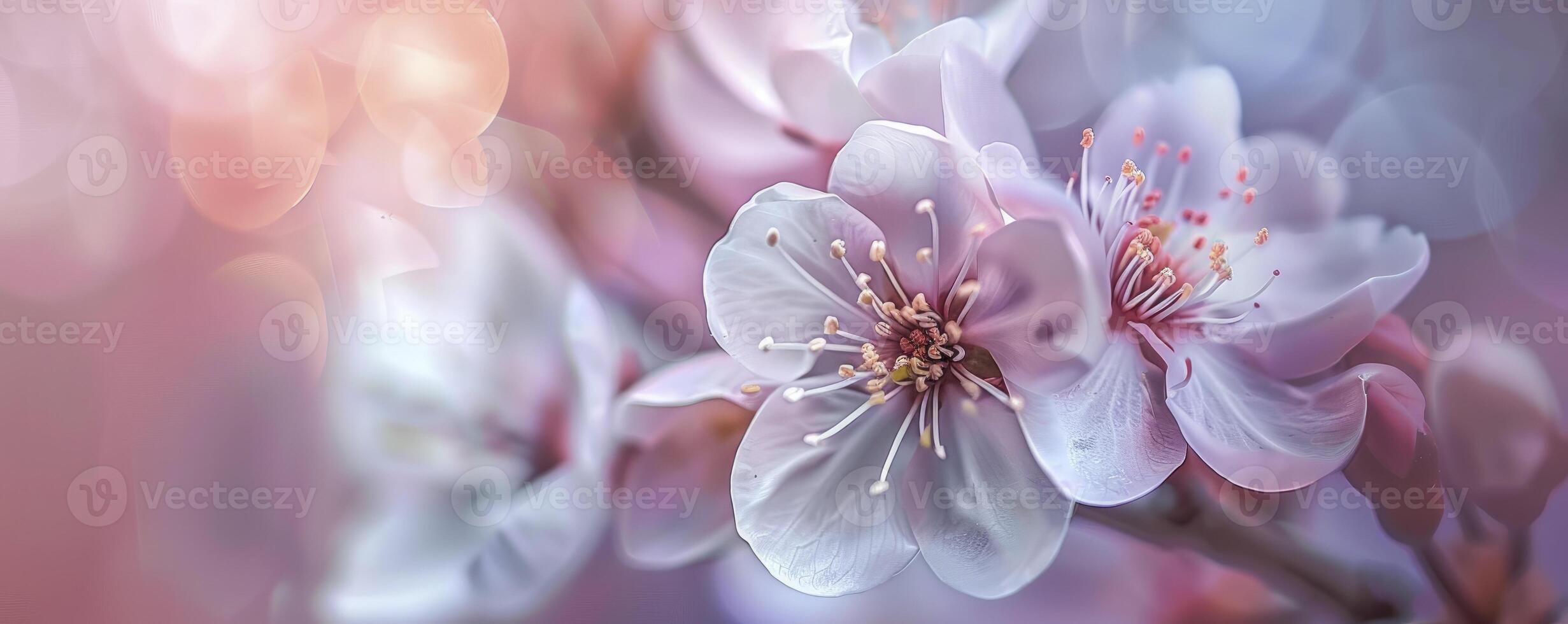ai genererad mjuk pastell bakgrund. rosa och vit sakura blommar. foto