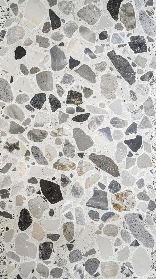 ai genererad sömlös textur av naturlig grå terrazzo marmor golv foto