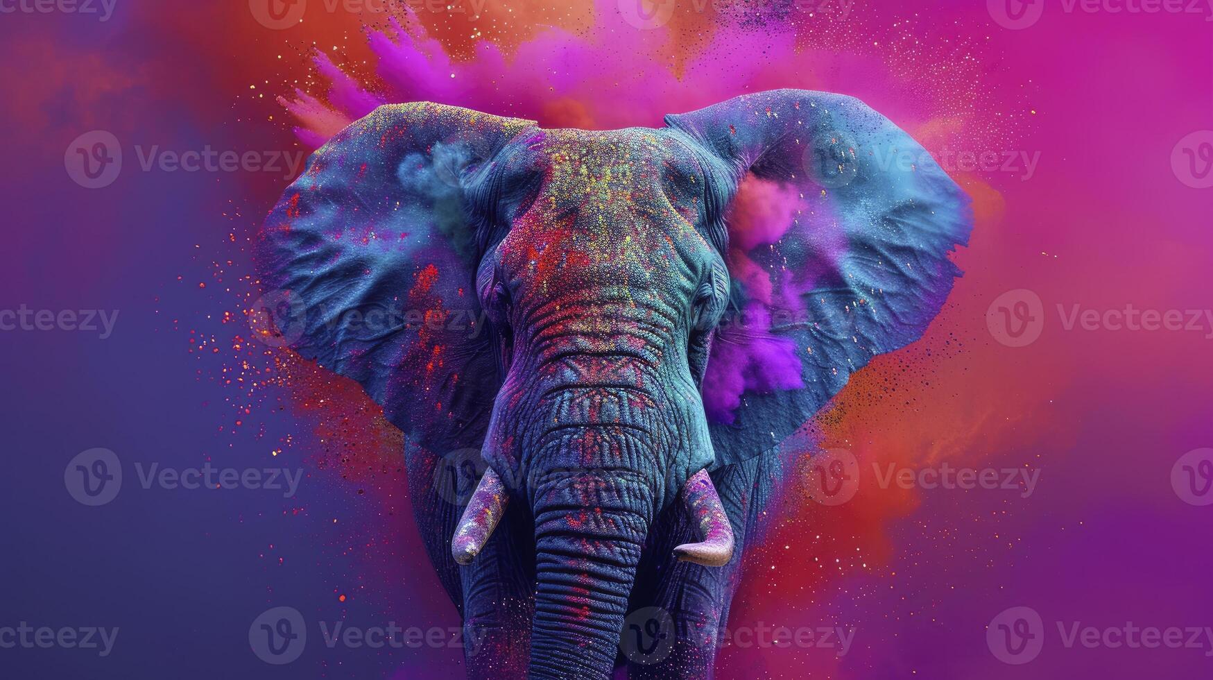 ai genererad elefant i de Färg explosion foto