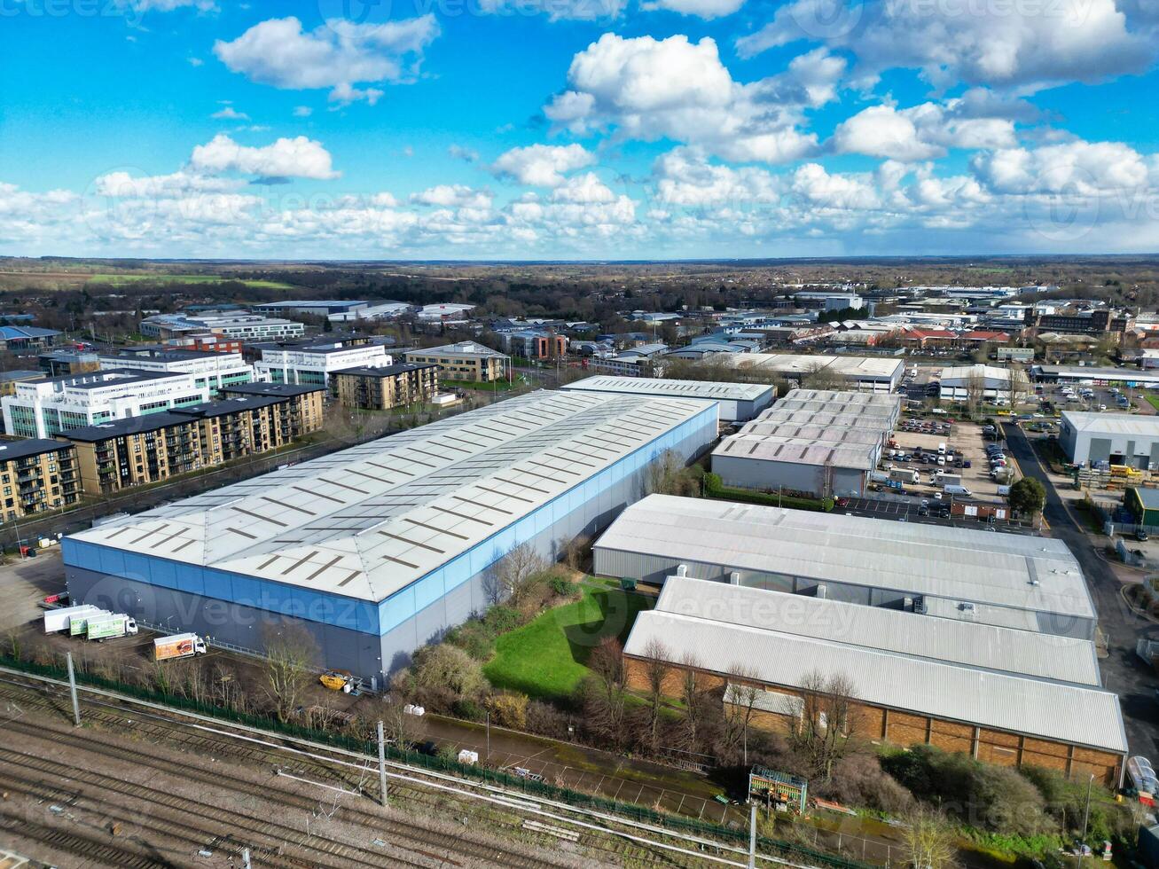 antenn se av stad Centrum av welwyn trädgård stad av England Storbritannien. Mars 1:a, 2024 foto