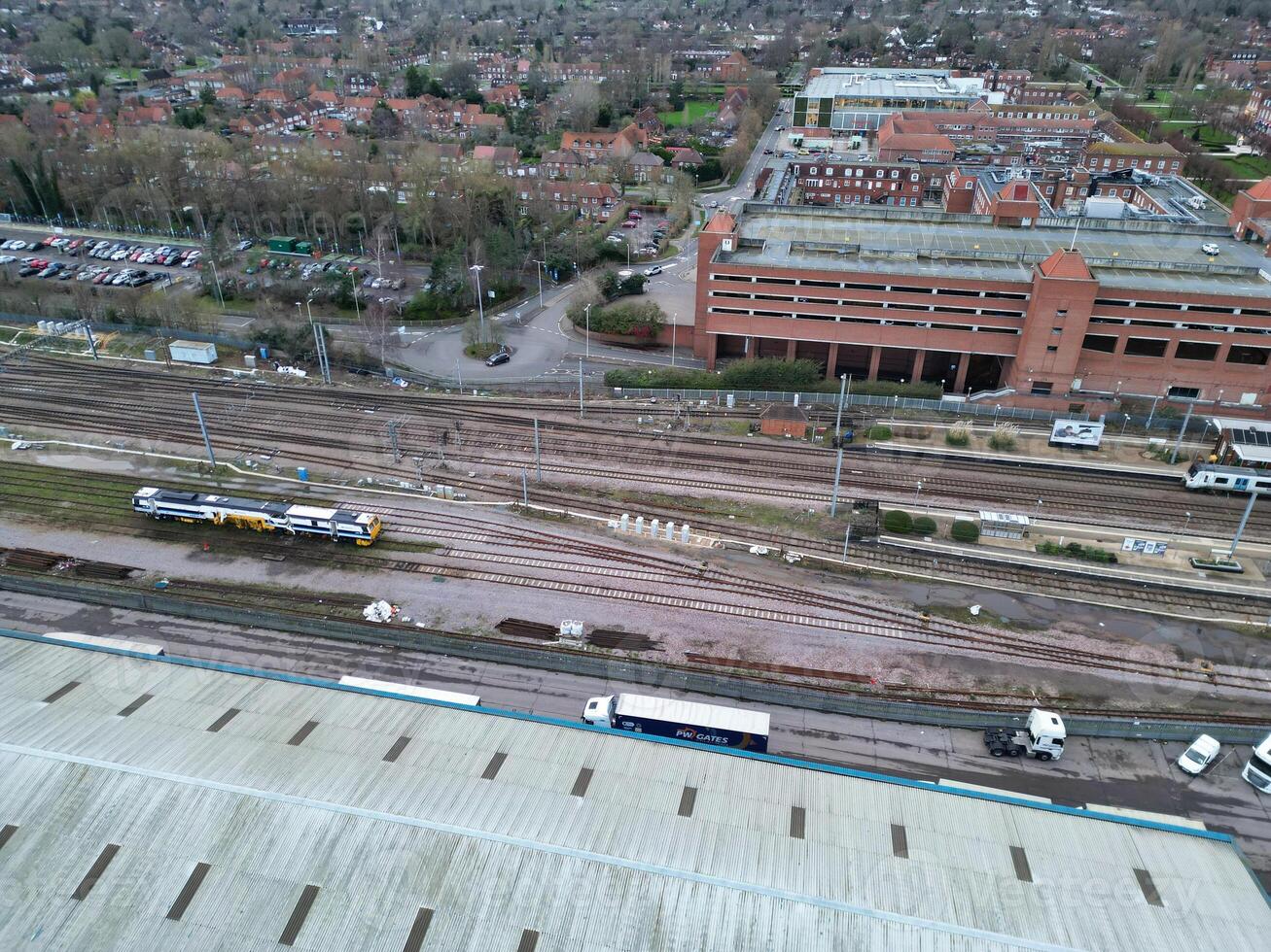 antenn se av stad Centrum av welwyn trädgård stad av England Storbritannien. Mars 1:a, 2024 foto