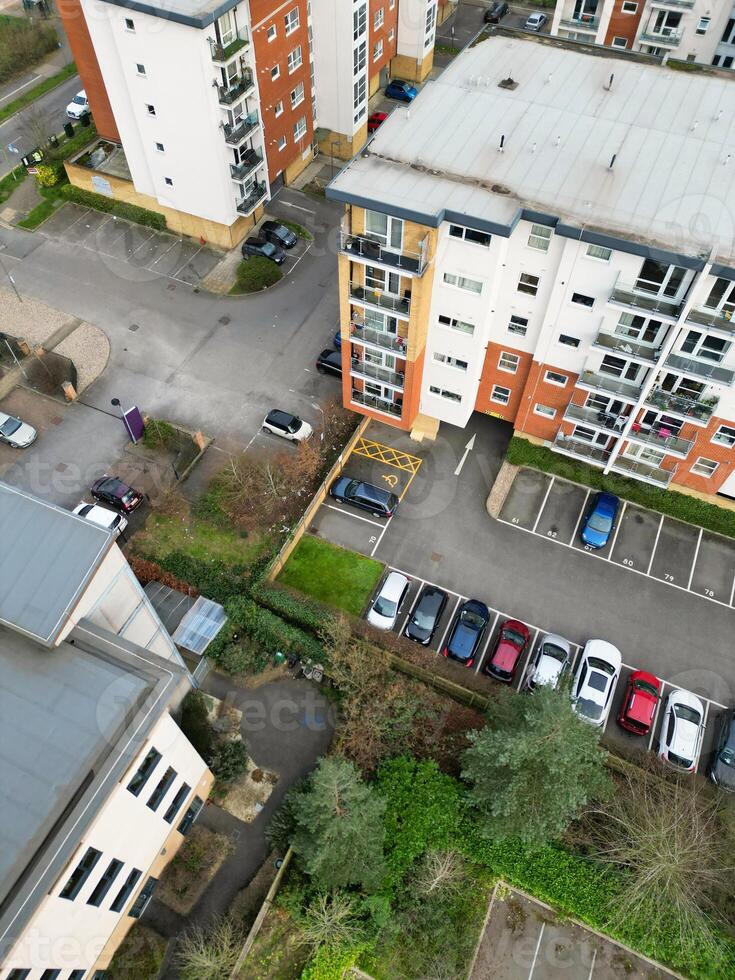 hög vinkel se av central hattfält stad hertfordshire av England, bra Storbritannien. Mars 9:e, 2024 foto