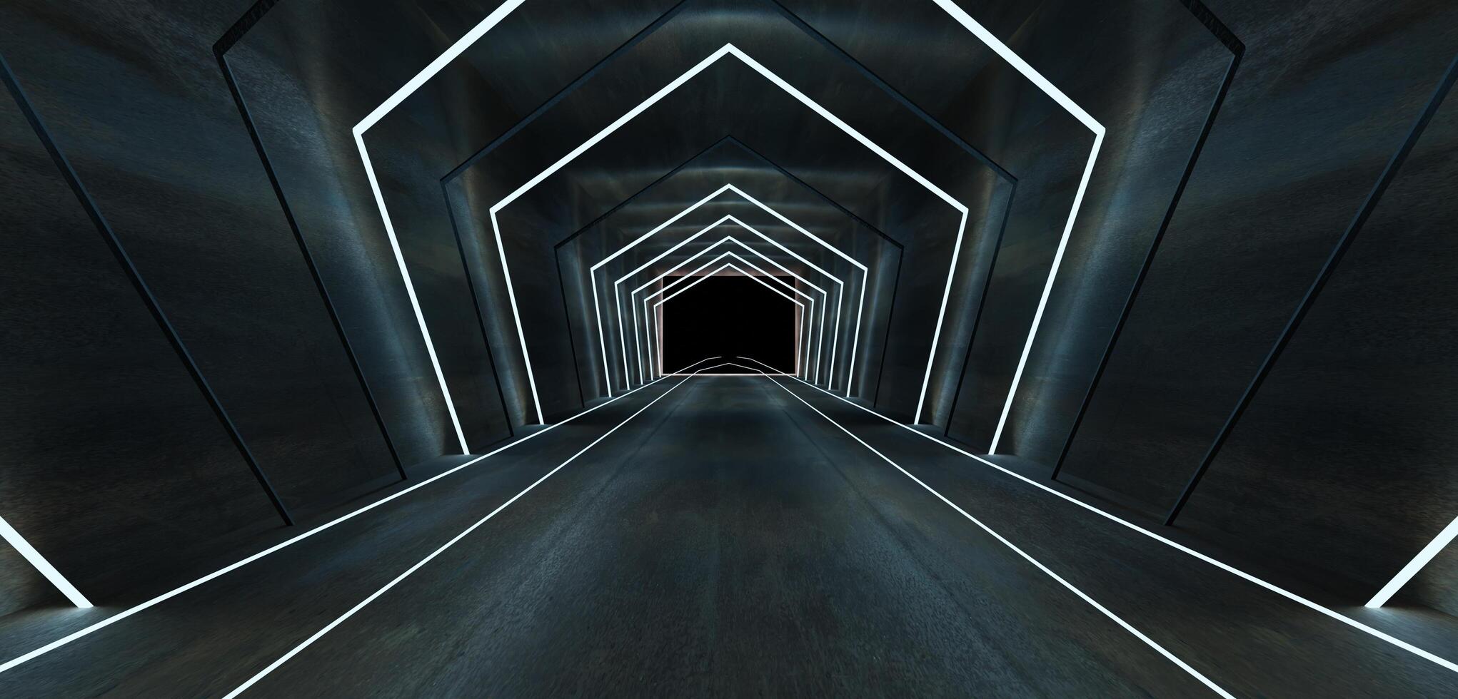 ljus tunnel och laser stråle modern rör 3d illustration foto