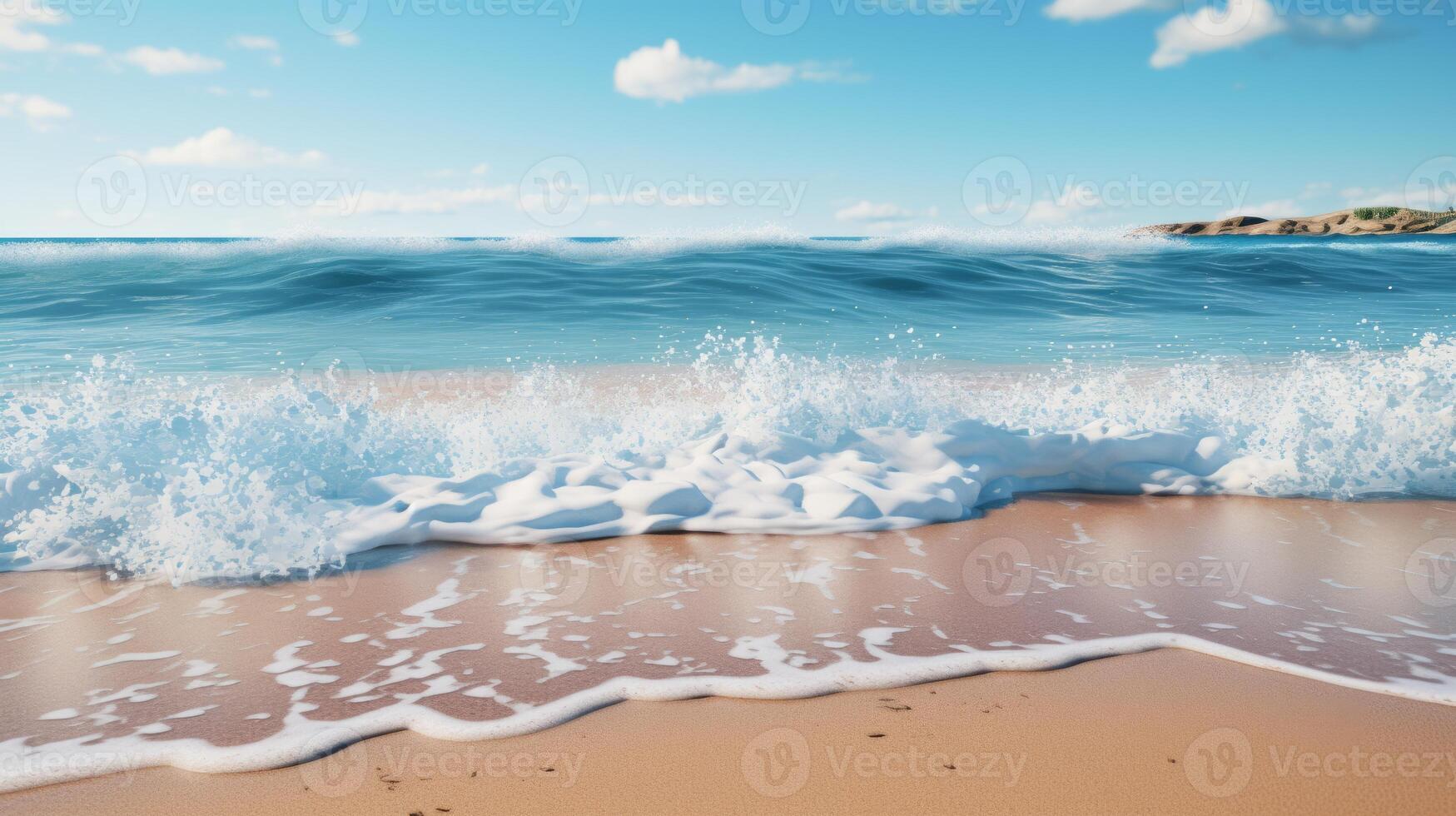 ai genererad marinmålning med blå hav och vit sand foto