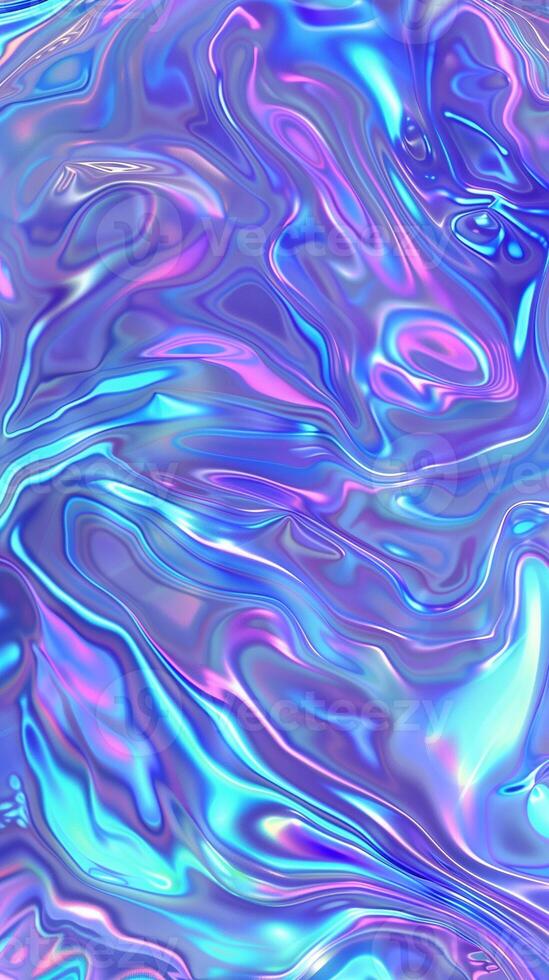 ai genererad blå och lila holografiska abstrakt suddig regnbågsskimrande lutning bakgrund foto
