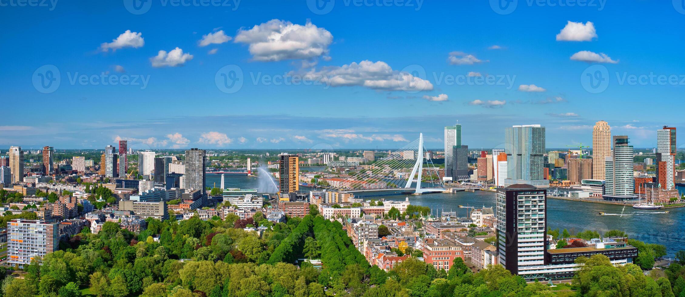 se av rotterdam stad och de erasmus bro foto