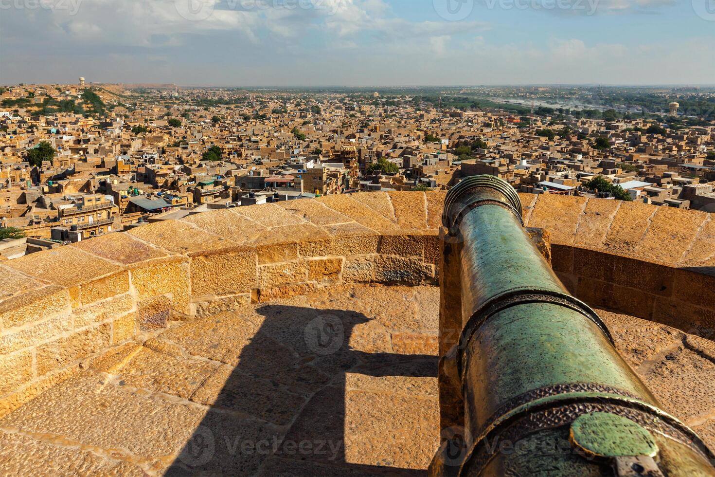 se av jaisalmer stad från jaisalmer fort, rajasthan, Indien foto