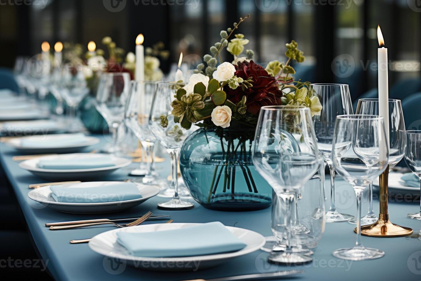 ai genererad modern elegant händelse tabell och bestick miljö i en minimalistisk stil reklam mat fotografi foto