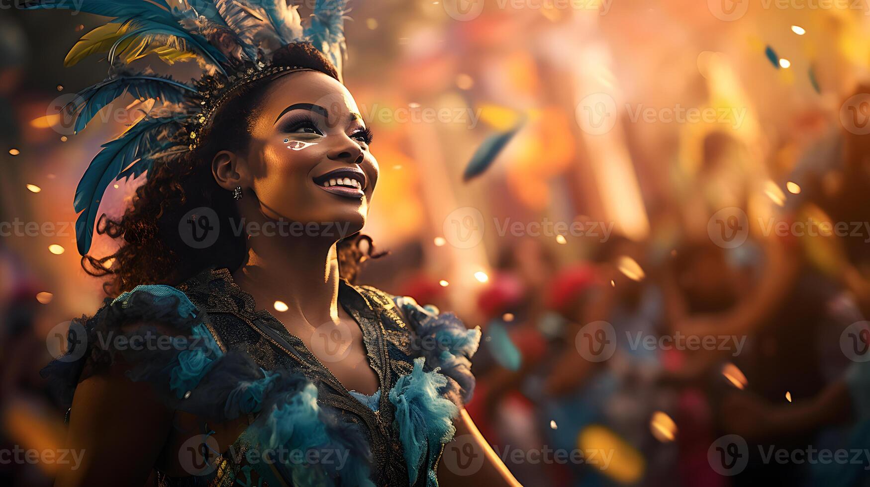 ai genererad de festlig traditioner av karneval med en parad och vibrerande kostymer foto