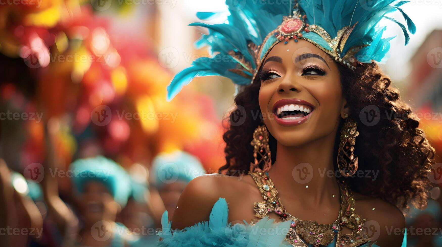 ai genererad de festlig traditioner av karneval med en parad och vibrerande kostymer foto