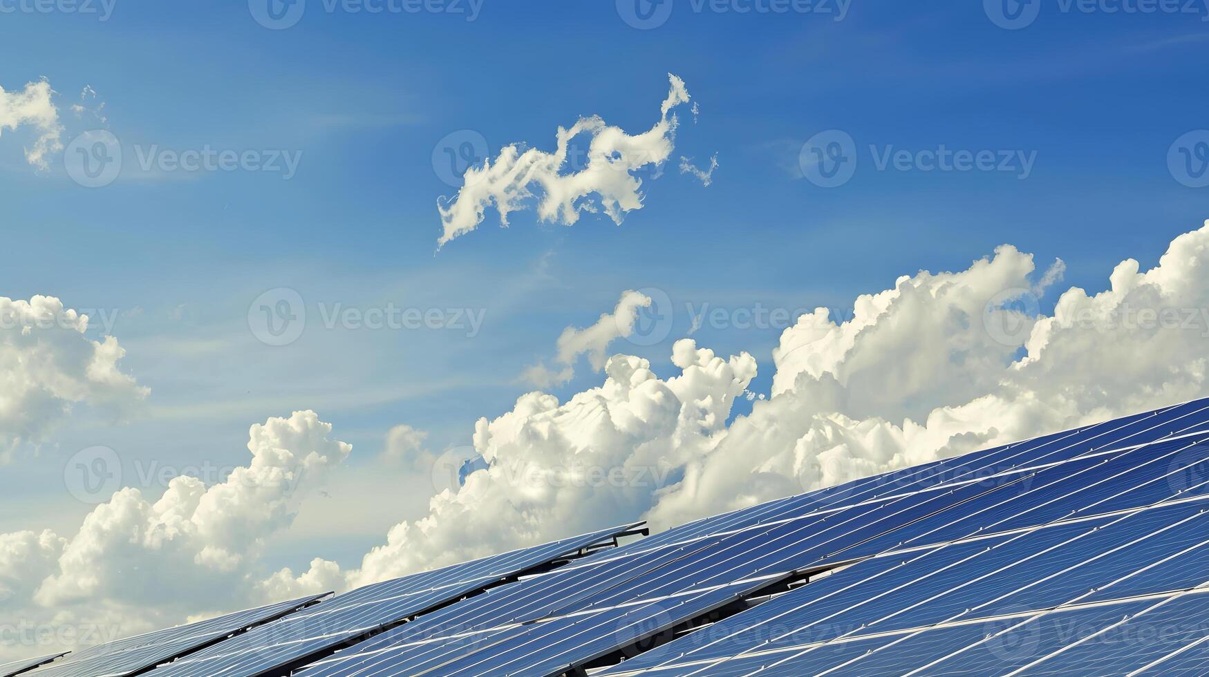 ai genererad fält av sol- paneler och system till producera grön elektricitet. ai genererad foto