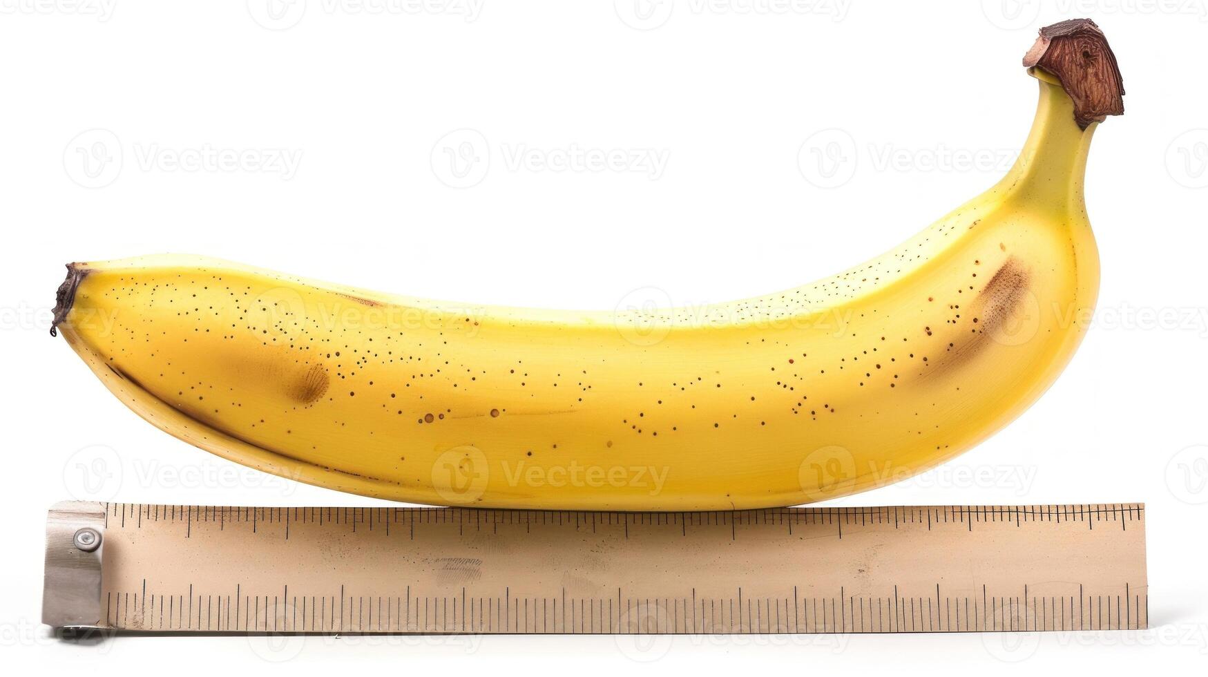 ai genererad en gul mogen banan med en centimeter. generativ ai foto