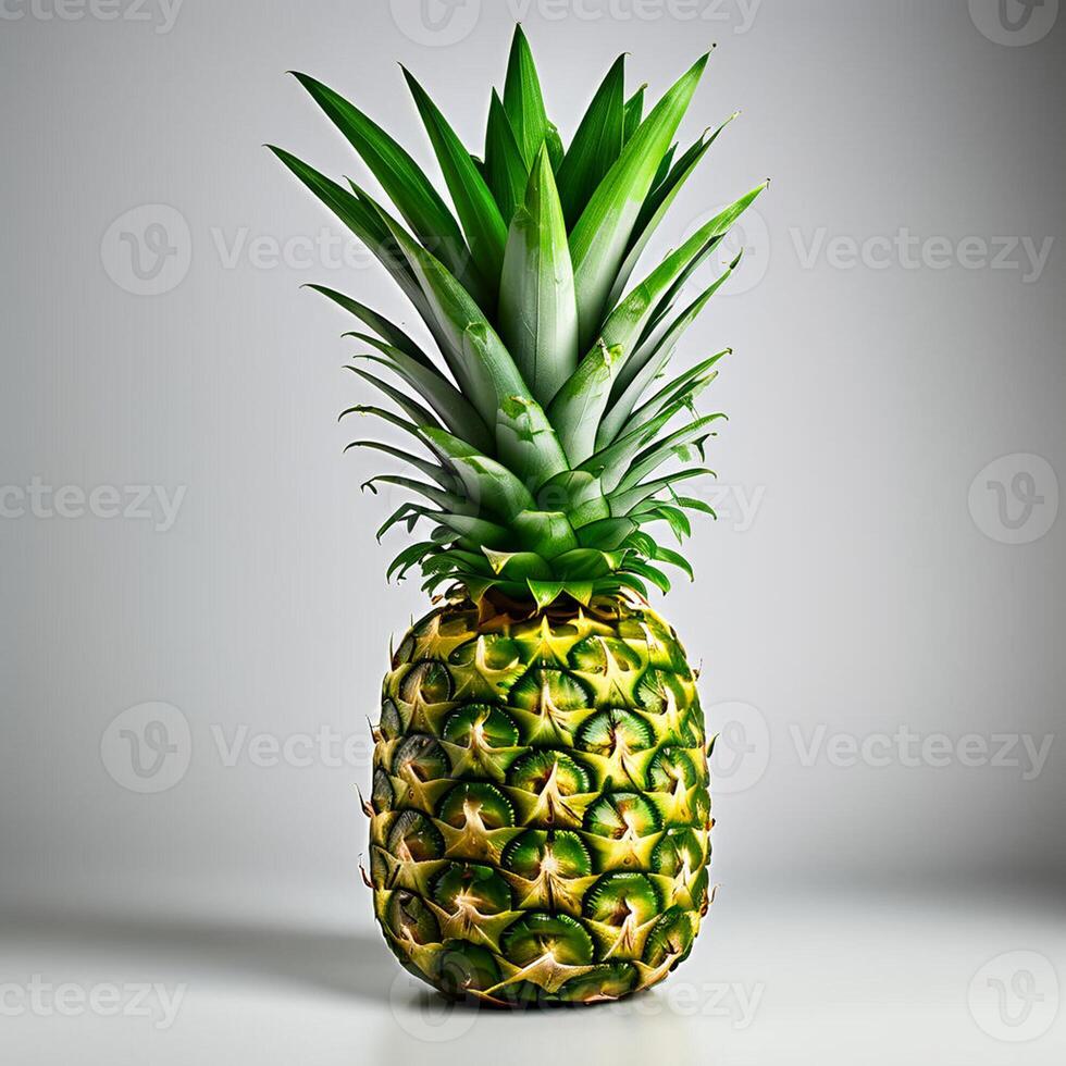 ai genererad en ananas på en vit bakgrund foto