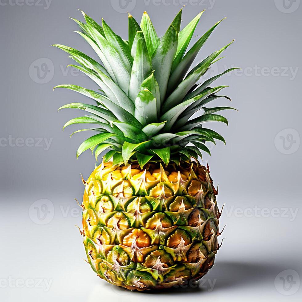 ai genererad en ananas på en vit bakgrund foto