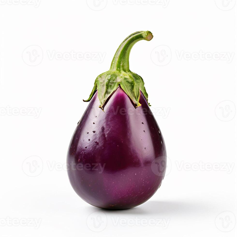 ai genererad äggplanta eller aubergine isolerat på en vit bakgrund foto