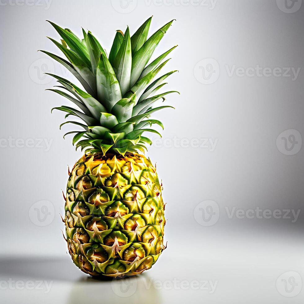 ai genererad en ananas på en vit bakgrund foto